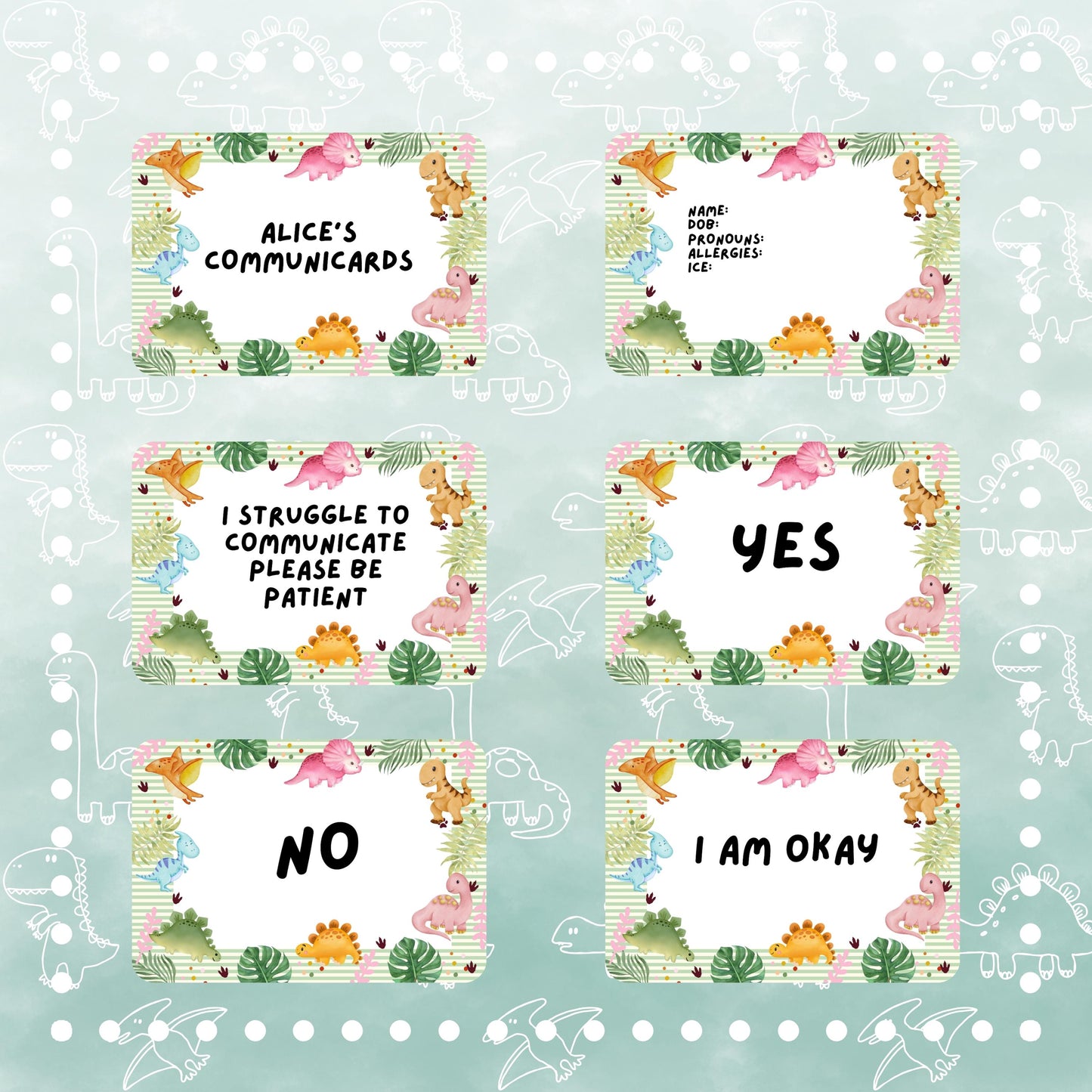 Dinosaur Communication Cards