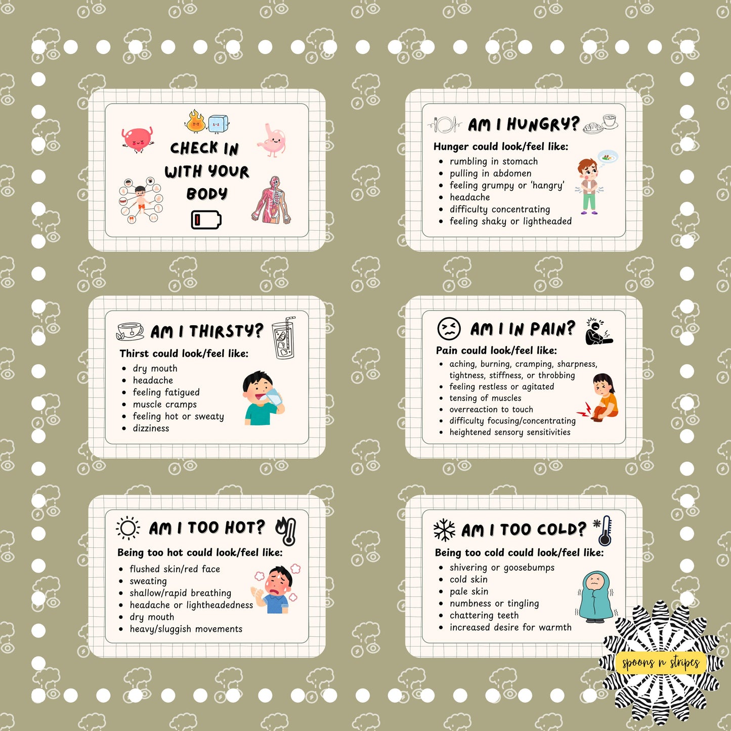 Interoception/Body Check In Communication Cards